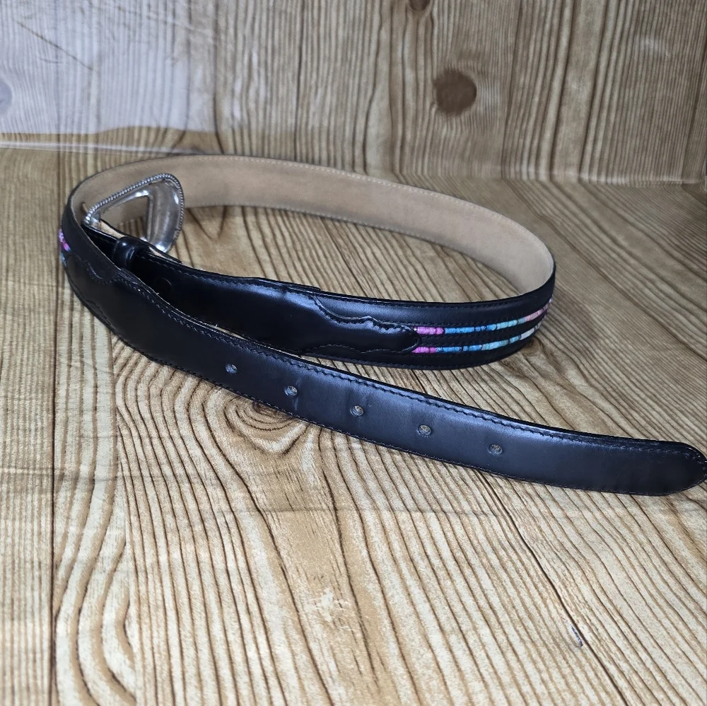 Tony Lama Women's Black Leather Belt Size 32‎